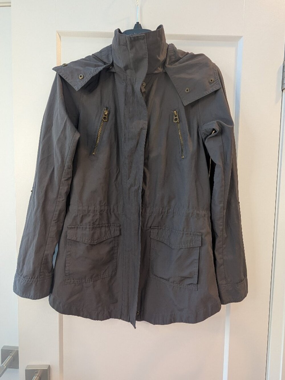 Ricki’s Charcoal Grey Hooded Utility Jacket Cargo Anorak XS